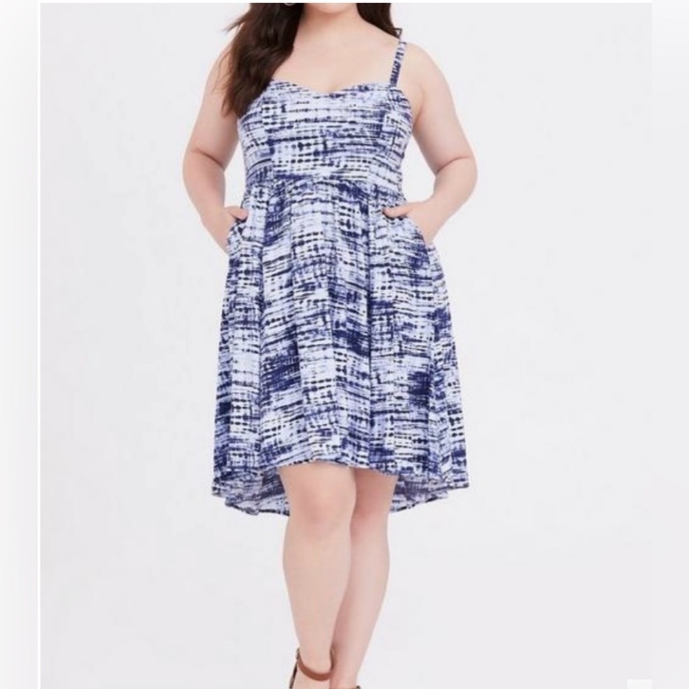 Torrid Blue and White High Low Sundress